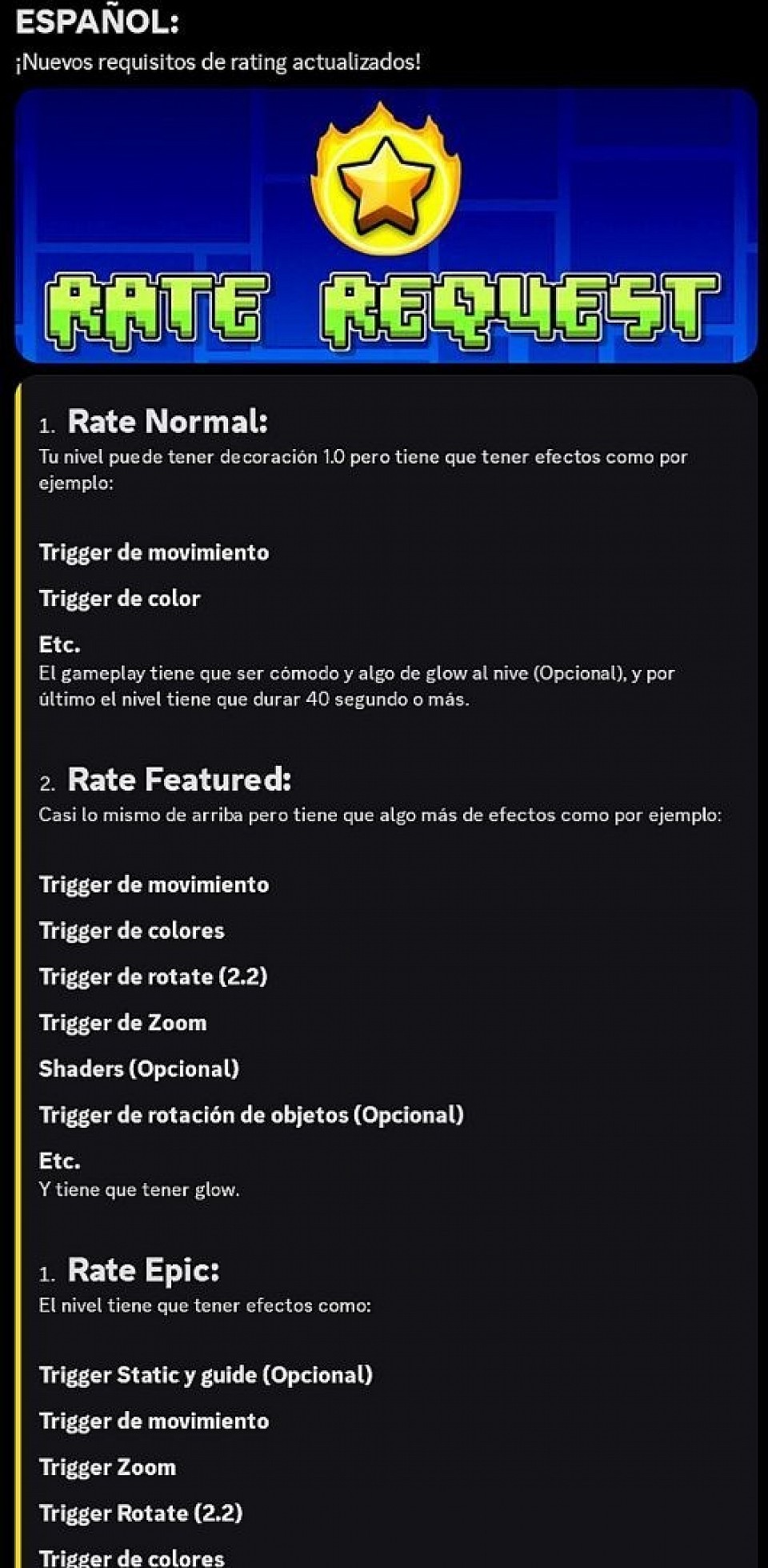 ESPAÑOL RATE REQUEST